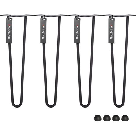 HOLZBRINK Pied de Table en Acier Hairpin Triple Barre 12 mm, Hauteur: 50 cm, Gris Anthracite, 1 pcs, HLT-13A-50-7016