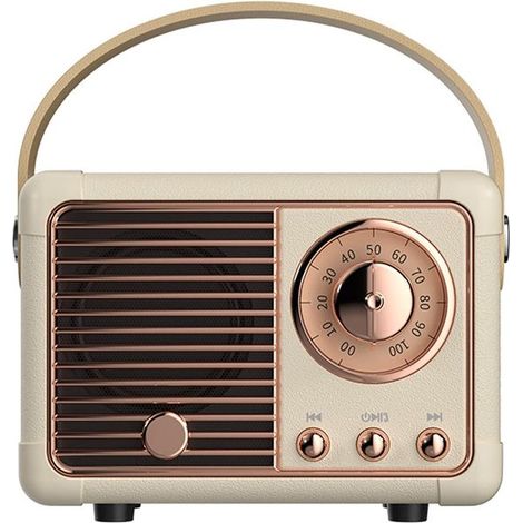 Altoparlante Bluetooth retrò - altoparlante vintage con classico stile antico - volume elevato - connessione wireless Bluetooth 5.0 - altoparlanti Bluetooth - bianco (1/5)