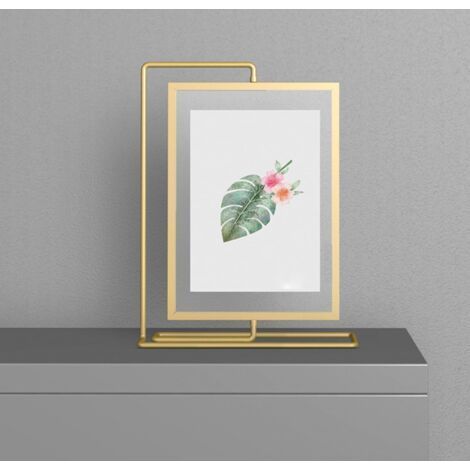 Cadre photo doré rotatif en métal pour photos 5x7, 4x6, 6x8 avec plexiglas transparent (1/5)