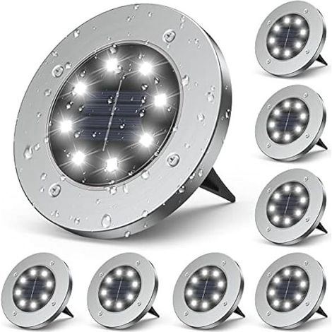 Lampe solaire exterieur jardin 8 Pièces, gabless lampe solaire exterieur, lumiere solaire exterieur 8LED, lampe solaire exterieur decorative IP65 Étanche, spot solaire exterieur Pour Chemin Terrasse (1/5)
