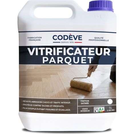 Codève Bois – Vitrificateur parquet 5 L – Très forte tenue à l'usure et aux chocs – Finition soignée pour bois dur – Application facile 10-12 m²/L
