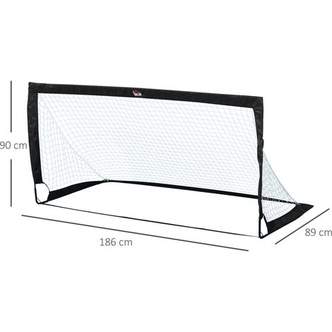 Mini buts de football pliables, lot de 2, cadre en acier, filets PE, noirs, 186 x 90 x 89 cm DESVIAE (1/4)