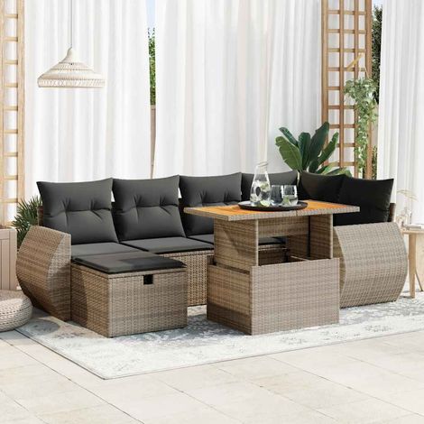 vidaXL Set sofás jardín y cojines 8 pzas ratán sintético acacia gris (1/5)