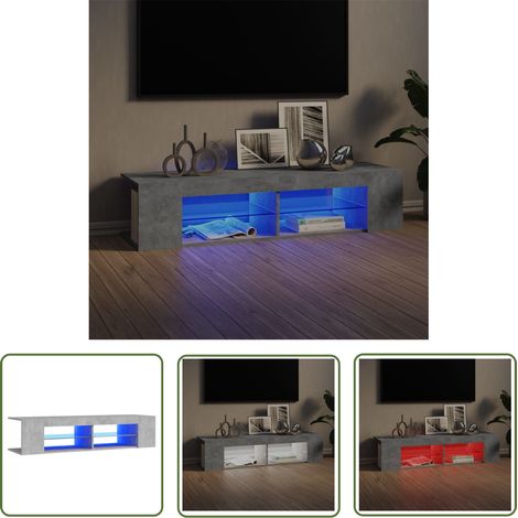 The Living Store TV-Schrank mit LED-Leuchten Betongrau 135x39x30 cm - TV Schrank - Holzwerkstoff Möbel - LED Beleuchtung - Wohnzimmer Deko - Fernseher Stand (1/5)