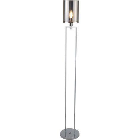 Lampadaire 1 flamme Catalina, chrome, abat-jour en verre fumé chrome / fumé (1/3)