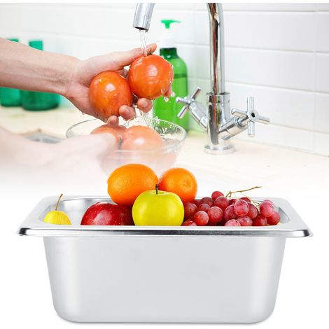 Bac de rangement carré en acier inoxydable pour buffet, assiettes, casseroles et plats. (1/5)