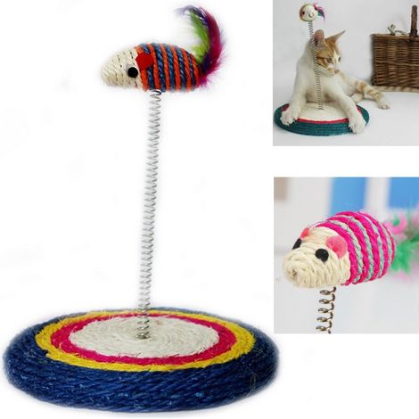 Trade Shop - Juego Con Ratón Títere Gato Rascador Base De Muelle - (1/5)
