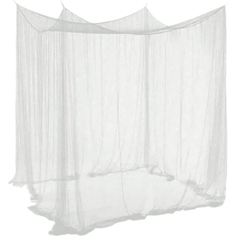 Moustiquaire Pour Lit Carrée - Maille Fine 120 Trous/cm² - Universelle Pour Lit Simple Double Enfant - Blanc - 1 Pièce