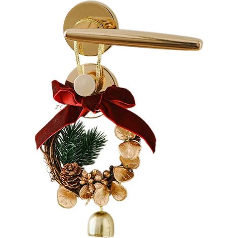 Pendentif élégant en velours avec nœud papillon et clochettes en forme de pomme de pin - Charmant petit ornement pour sapin de Noël et décoration de maison pour les fêtes de fin d'année. (1/5)