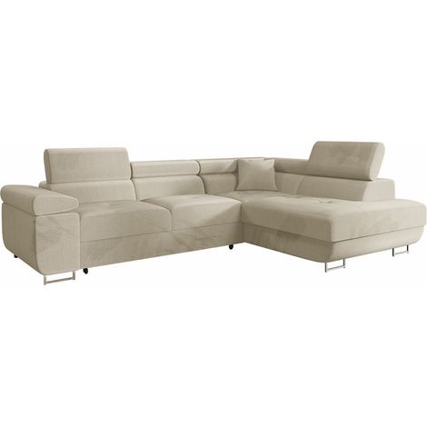 Sofá rinconero Comfivo Eliferu 100, Manila 02, Función de descanso, Almacenaje, 274x203x70cm, 0