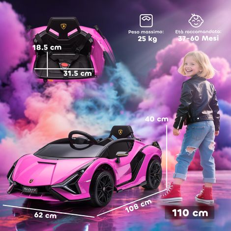 Voiture électrique Lamborghini 12V (pour enfants de 3 à 5 ans, avec télécommande, 3 à 5 km/h), rose (1/5)