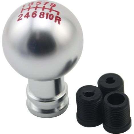 Pommeau de levier de vitesse manuel rond en aluminium compatible avec la plupart des transmissions (1/4)
