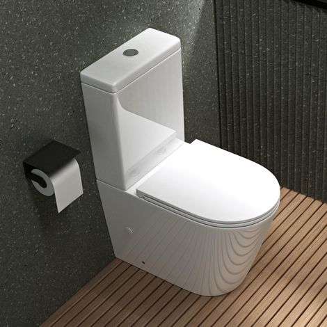 Mai & Mai Stand-WC 179T aus Keramik spülrandloses-WC 36x63x82cm bodenstehende-Toilette inkl.Spülkasten