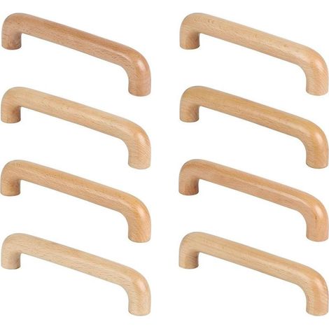 8 Pièces Poignée de Meuble Bois, Poignée Meuble Cuisine Placards Poignee Porte, Espacement des Trous 96mm, pour Meubles de Cuisine et Tiroirs (1/5)