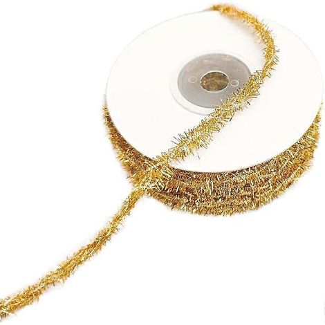 Guirlande de Noël miniature 10m, paillettes et ruban métallique couleurs assorties, pour sapin, mariage, anniversaire, fêtes et illuminations dorées (1/5)