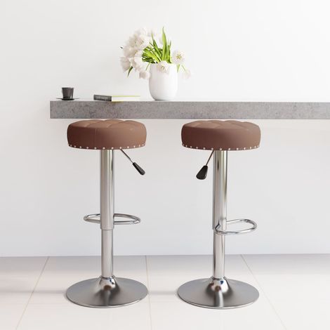 Lot de 2 Chaises de bar Tabourets de bar - Tabouret Haut Marron Tissu BV106194 - BonneVie (1/5)