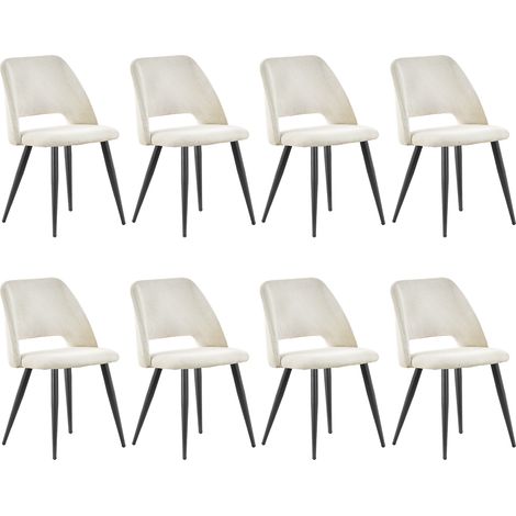 Lewe – Lot de 8 chaises de salle à manger en velours côtelé – Dossier ergonomique – Pieds en métal noir – Confort optimal – Capacité 120 kg (1/5)
