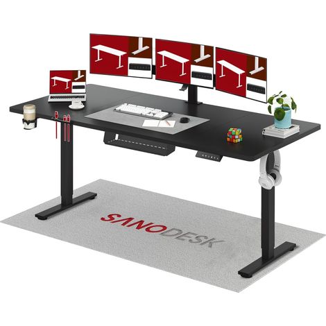SANODESK QS1 Bureau Assis Debout Électrique 200x80 cm, Noir (1/5)