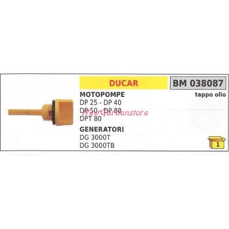 Tappo olio DUCAR motopompa DP 25 40 50 80 DPT 80 038087