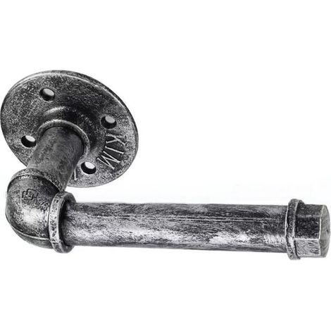 Toilettenpapierhalter im Industriestil, Vintage-Toilettenpapierhalter aus Metall zur Wandmontage für Badezimmer, Küche, Schlafzimmer, rostfrei, metallisches Silbergrau