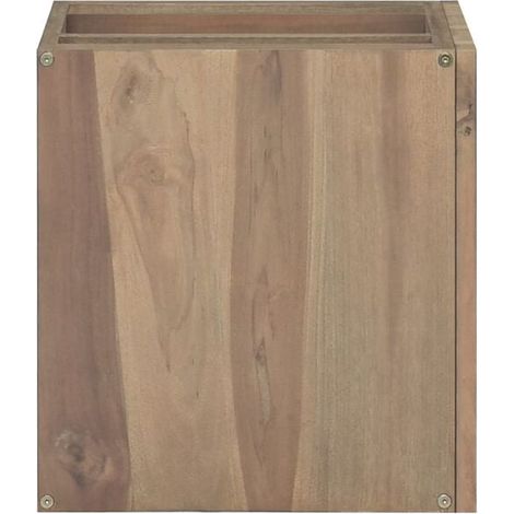 Étagère de Salle de Bain Murale en Teck Massif 46x25,5x40 cm - Meuble de Rangement Suspendu Imperméable avec Design Moderne pour Douche et WC (1/5)