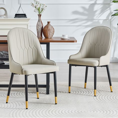 Sillas comedor tapizadas PU set de 2 metal OKMYHOME (1/5)