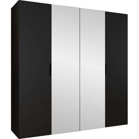 Armario Hartford 514, Negro, 202x200x50cm, Puertas de armario: Con bisagras, Número de estantes: 2 (1/4)
