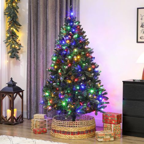 Árbol de Navidad de Abeto 180 cm con Luces LED 9 Modos de Iluminación 802 Ramas con Nieve Artificial Verde (1/5)