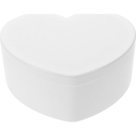 Mini joyero blanco con forma de corazón y espejo, doble capa. (1/5)