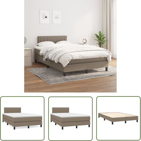 The Living Store Sommier à lattes de lit avec matelas Taupe 120x200 cm Tissu - Lit Tapissier - Lit Double - Matelas Ressorts Ensachés - Literie - Chambre À Coucher (1/5)