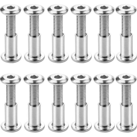 12 Pack M6 x 20 mm Connecting Screws Bolts Connecting Screw Set Hex Head Flat Head with Sleeve Nut for Cabinet Shelf Connection YMYNY (1/4)
