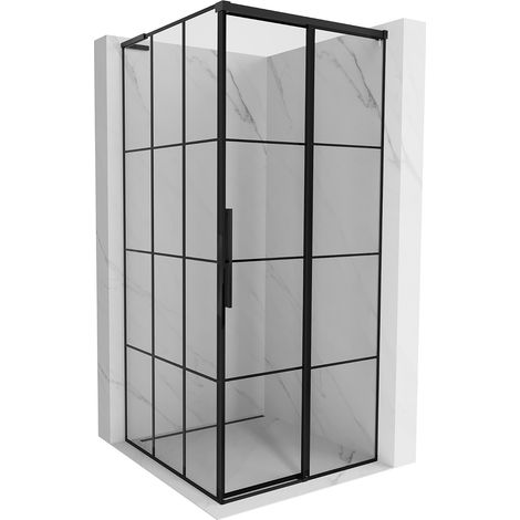 Mexen Rox L Duschkabine Schiebetür rechts 120 x 120 cm, schwarzes Gitter, schwarz - 8C2L-120-120-70-77-P