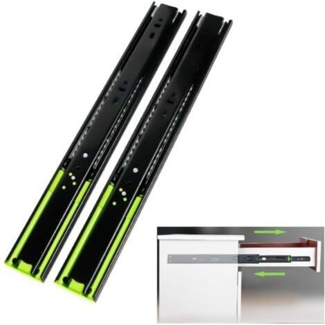 Pr Rieles para cajones Guías para cajones de acero inoable Guías para cajones de 300 mm Guías de bola Guías de extensión completa con amortiguador, paquete de 2 (1/5)