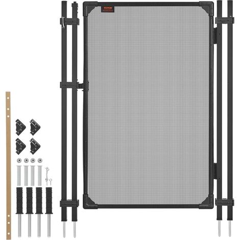 Portillon Barrière de Sécurité Piscine 1,2x0,75 m Maille Teslin Fermeture Automatique Aluminium Noir NLPFAG1 (1/5)