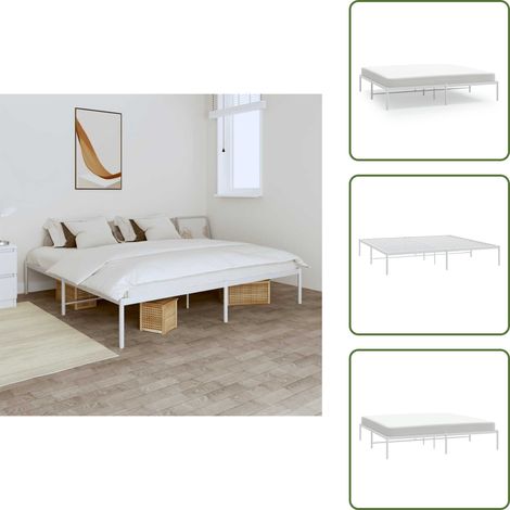 Bettgestell Metall Weiß 180x200 cm - Metallbettfundament - Doppelbett - Weißes Bettgestell - Boxspringrahmen - Schlafzimmermöbel