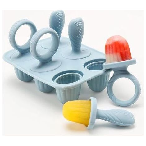Set mit 6 wiederverwendbaren Mini-Eisformen für Kinder – BPA-freie Griffe aus lebensmittelechtem Silikon – Eisformen mit Stielen – Spülmaschinenfest (Blau) (1/5)