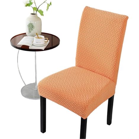 Housse de chaise de salle à manger en polaire épaisse et extensible pour la maison, l'hôtel, le restaurant - Protection anti-poussière - Gris - 38-48 cm (orange) (1/5)