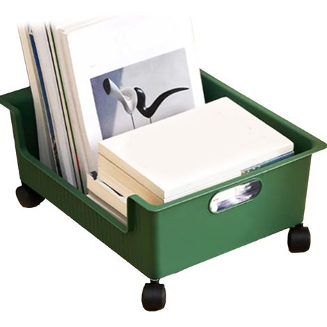 Aufbewahrungsbox aus Kunststoff mit Drehmechanismus, leicht zu bewegen, großes Fassungsvermögen, ideal für Klassenzimmer, zur Aufbewahrung von Büchern und Taschen, dunkelgrün (1/5)