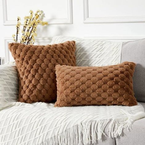 Housse De Coussin - 40x40 Cm - Lot De 2 - Marron - Pour Canapé Lit Salon (1/5)