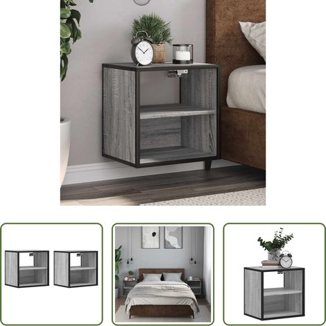 Wandmontage - Wand-Nachttische 2 Stk. Grau Sonoma 40x31x39,5 cm (1/5)