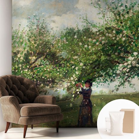 Fototapete - Tapete Vliestapete mit Kleber - Wandtapete Moderne Wandbild Schlafzimmer Wohnzimmer Frühlingsszene 250x250 cm (1/5)