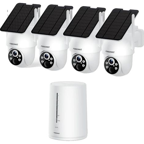 Cámara de seguridad, alimentada por energía solar, visión nocturna a color, kit de 4 cámaras, NTSC (1/2)