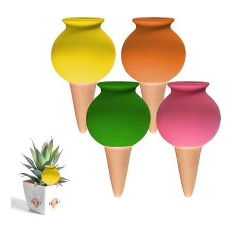 Oyas Vasi in terracotta, 4 pezzi con irrigazione a goccia automatica per piante, casa, giardino, interni, esterni A30 - (1/5)