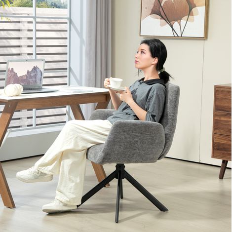 Fauteuil pivotant 60x61x88 cm gris foncé – dossier capitonné, montage requis (1/5)