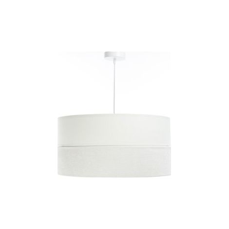 Suspension Doblo long - Abat-jour en tissu structuré blanc entouré d'une maille zebré noir (1/5)