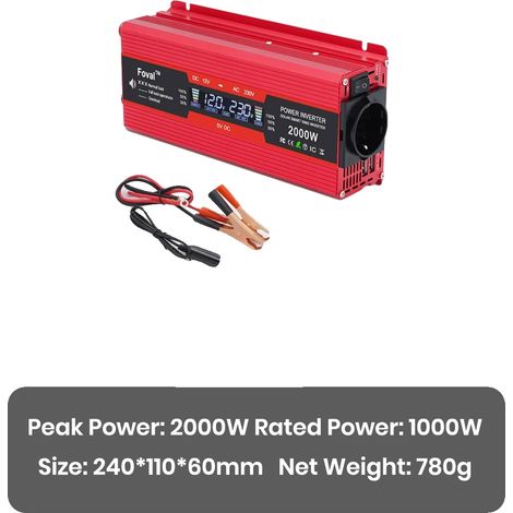 Onduleur, Caractéristiques de sécurité robustes, Design compact, 2000W 12V rouge (1/2)