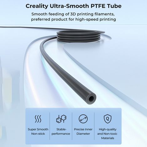 Tube PTFE ultra-lisse Creality longueur 2M pour filaments 1.75mm alimentation fluide préférée impression haute vitesse adapté K1/ K1 Max/Ender 3/ Ender 5/ CR-10 et toutes imprimantes 3D FDM (1/5)