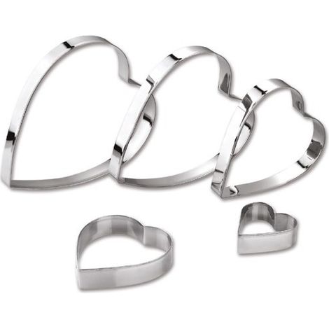 Set 5 Formine Tagliabiscotti in Acciaio Inox Forma Cuore Easy Dolce Ghidini (1/2)