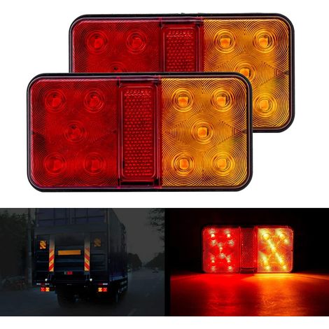 2PCS Feux Arrières LED Multifonctionnel Feux Remorque LED 12V Étanche Clignotant de Position Stationnement pour Camion Remorque Caravane Tracteur (1/4)