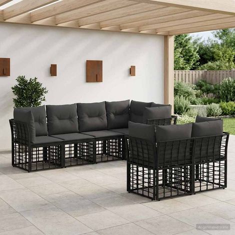 vidaXL Ensemble de canapés d'extérieur 7 pc Noir Polyester (1/5)